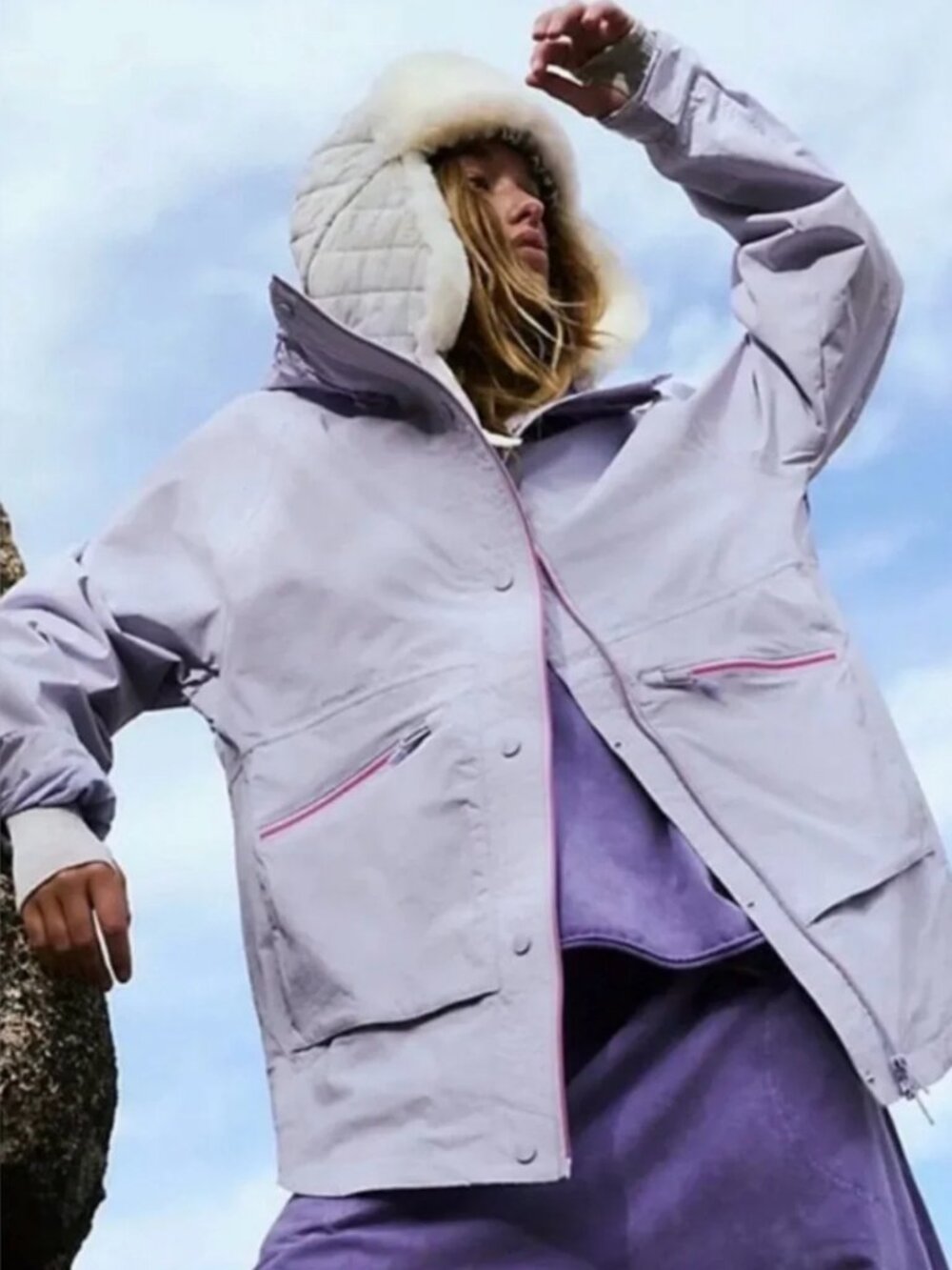 Free People Singin' In The Rain Packable Waterproof Jacket in Lavender